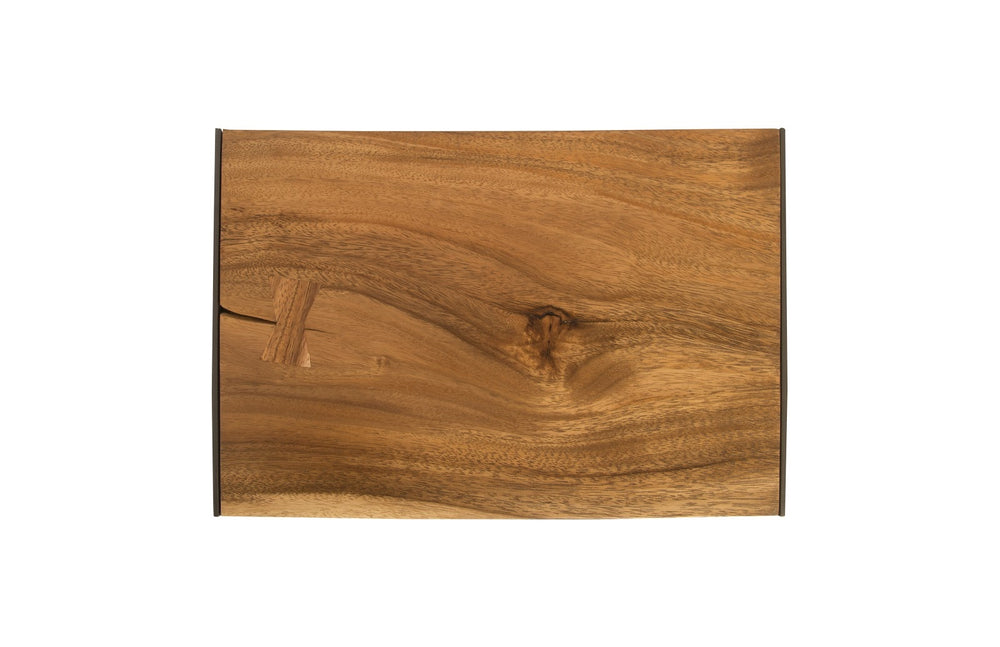 Iron Frame Counter Stool, Chamcha Wood, Natural