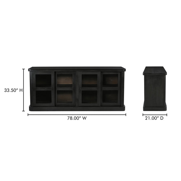 Mona Sideboard with Glass Doors in Black