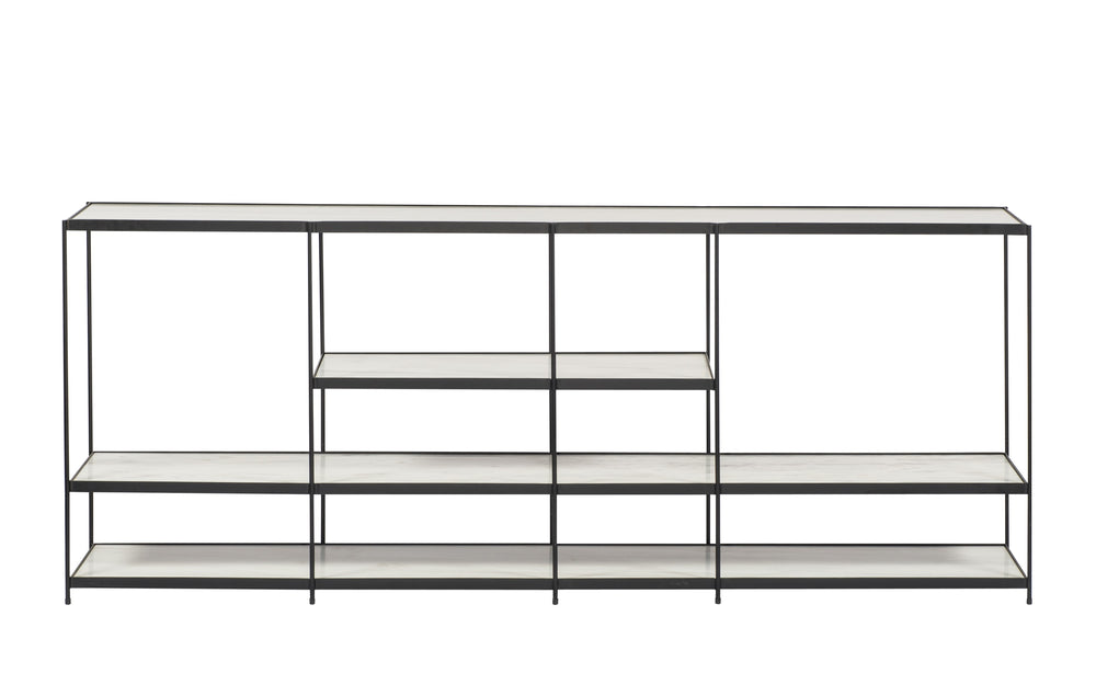 Etta Buffet with metal shelves and industrial black frame