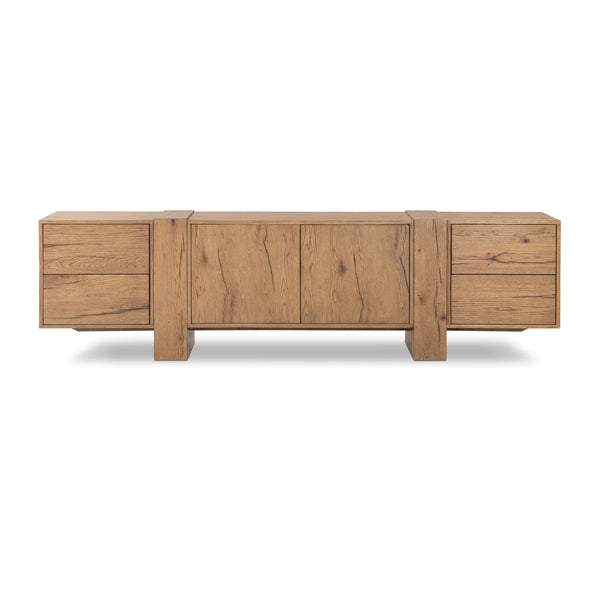 Fisher Media Console in Rustic Amber Oak