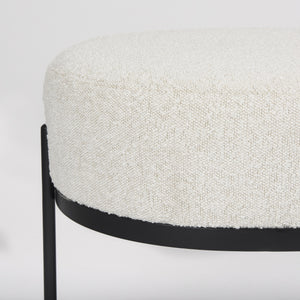 Amelia 55.0L x 18.0W x 18.0H Cream Boucle W/Black Metal Upholstered Bench