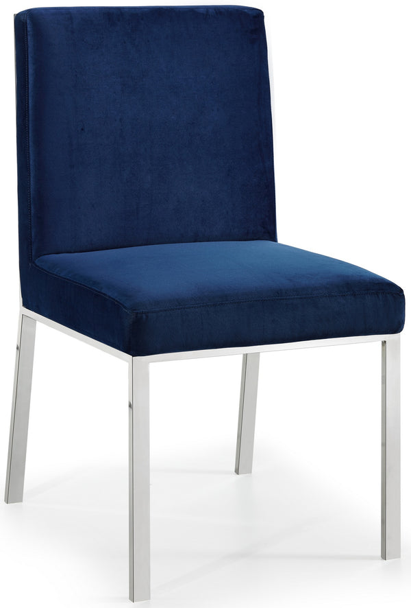 Sammy Dining Chair In Navy Velvet and Chrome