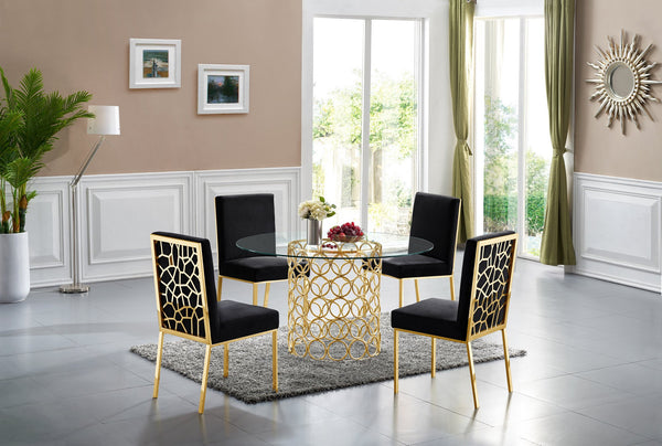 Sammy Dining Chair In Black Velvet and Gold