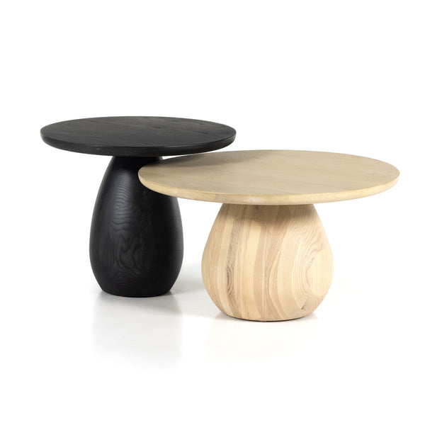 Merla Wood End Table In Tall In Black Wash Ash