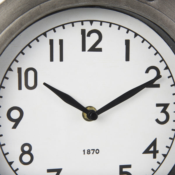 Camden Gray Distressed Metal Porthole Table Clock