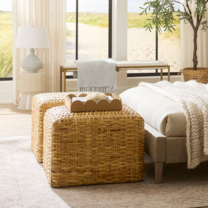 Hand-woven Natural Rattan Large Ottoman