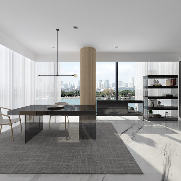 Reese Modern Dining Table in Grey High Gloss