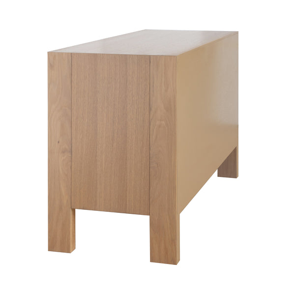 TWO DRAWER SIDE TABLE WITH FLUTED DETAIL IN NATURAL OAK