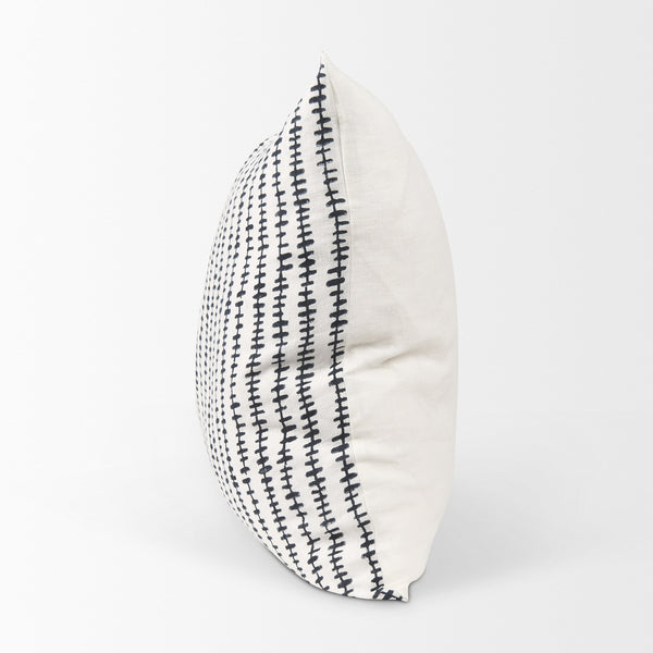 Jenna Cream w/ Black Print Linen Square Decorative Pillow Cover