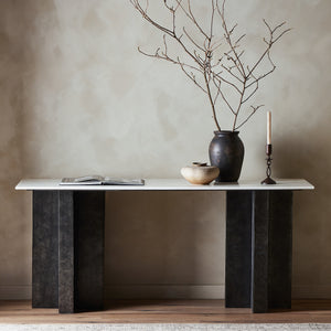 Terrell Large Console Table in Polished White