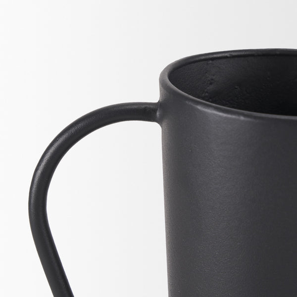 Tasya Large Matte Black w/ Handles Metal Vase