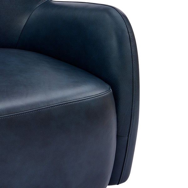 Tiffany KD Top Grain Leather Accent Arm Chair, Garrett Blue