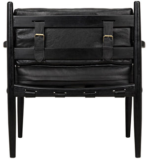 Fogel Sungkai/Mindi Leather Lounge Chair in Charcoal Black