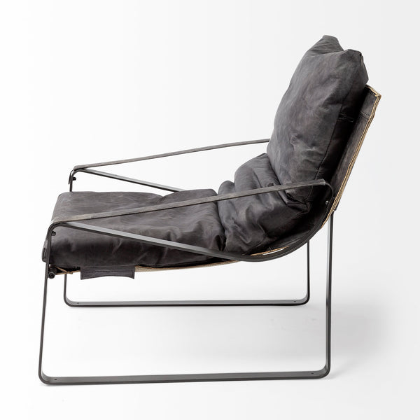Hornet II Black Leather Body Metal Frame Accent Chair