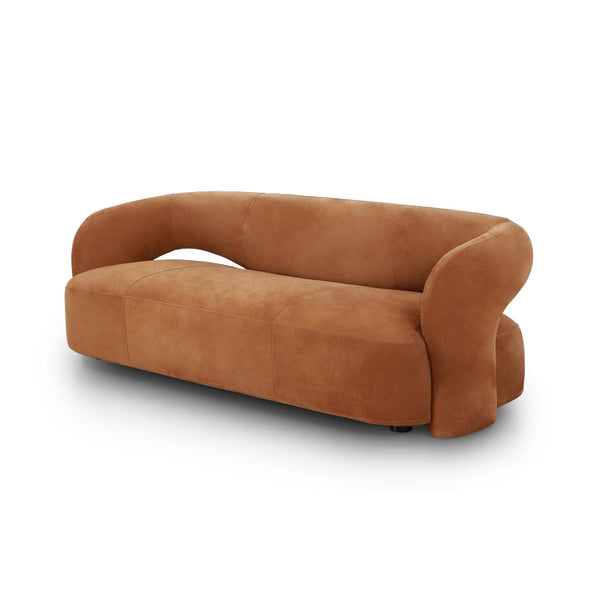 Mazie Sofa In Nubuck Cognac And Burnt Umber