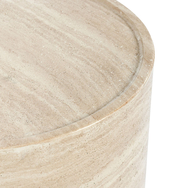 Classic Home McKenna Outdoor Round End Table - Travertine