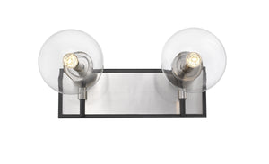 Parsons 2 Light Vanity in Matte Black + Brushed Nickel Finish