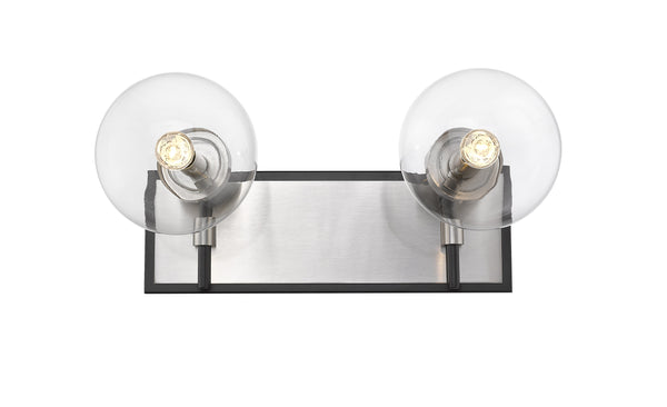 Parsons 2 Light Vanity in Matte Black + Brushed Nickel Finish