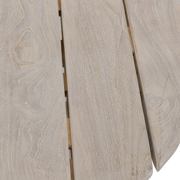 Dawn Outdoor Round Coffee Table in Teak Wood, Gray