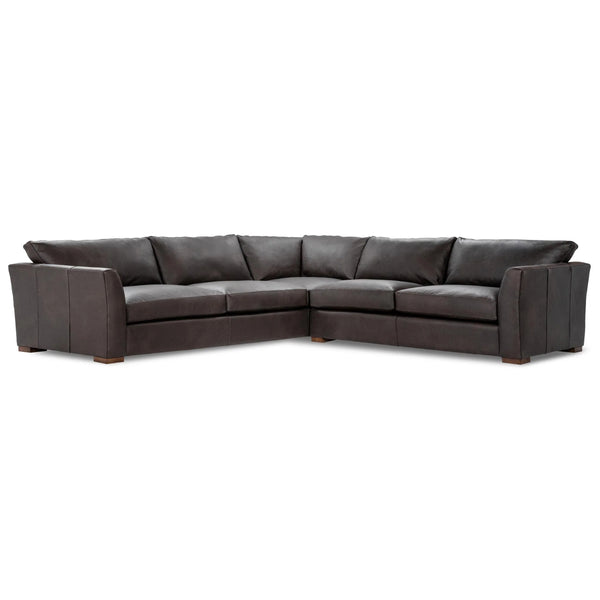 Bryson Top Grain Leather 3pc Sectional - Chocolate