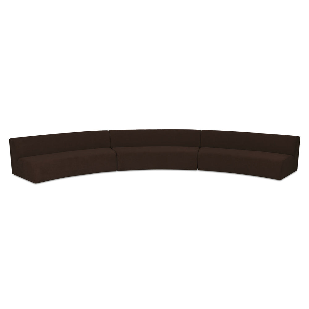 Naomi 3 Piece Concave Modular Sectional in Dark Brown