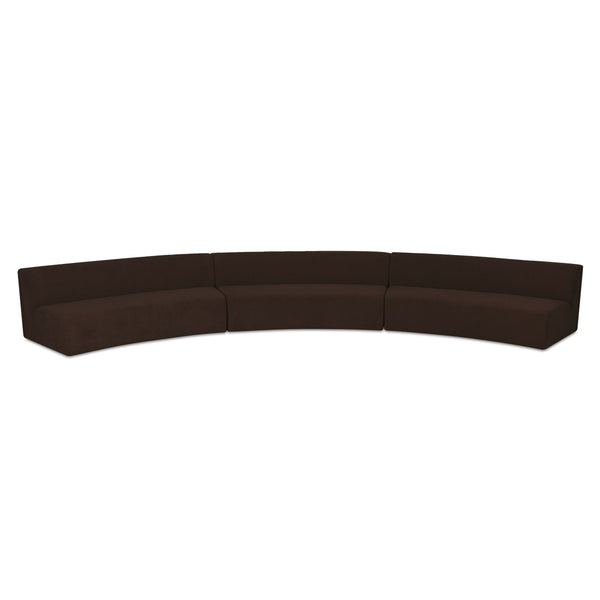 Naomi 3 Piece Concave Modular Sectional in Dark Brown