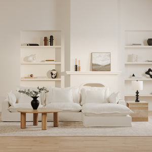 Moe's Olivia Ottoman in LiveSmart White Fabric