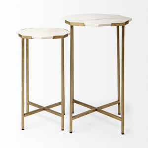 Vincent Octagonal White Marble Tabletop w/ Gold Metal End/Side Tables