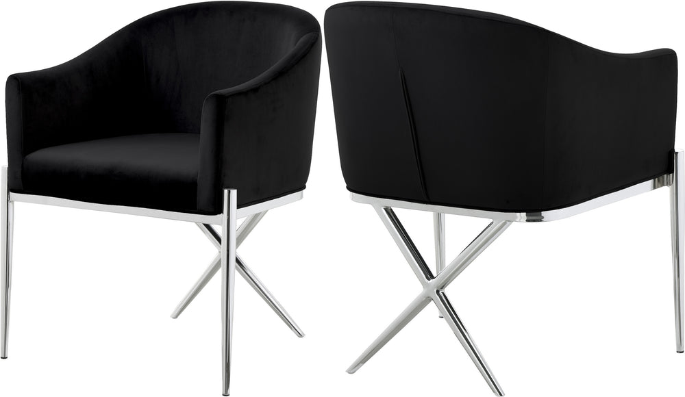 Doris Dining Chair In Black Velvet and Chrome