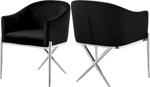 Doris Dining Chair In Black Velvet and Chrome