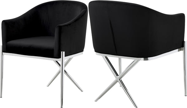 Doris Dining Chair In Black Velvet and Chrome