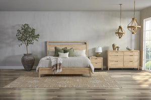 Laguna Solid Mango Wood Bed with Cutout Headboard - Queen