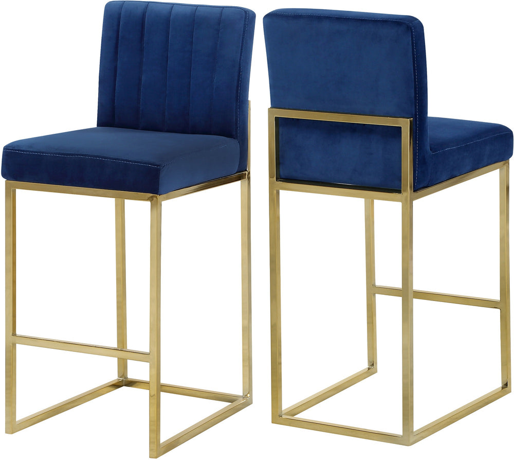 Joanna Stool In Navy Velvet and Gold