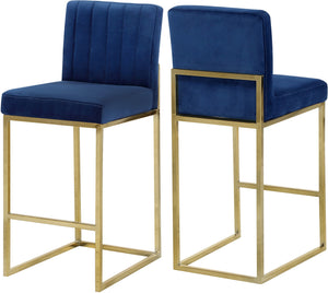 Joanna Stool In Navy Velvet and Gold