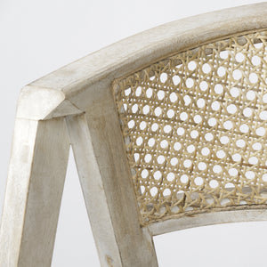 Tabitha 30.75" Seat Height Beige Fabric/Rattan Seat Blonde Wood Frame Bar Stool