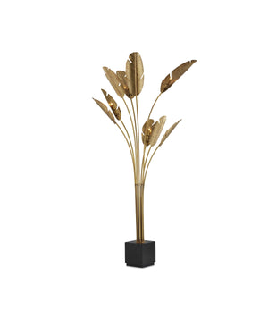 Tropical Grande Floor Lamp In Vintage Brass & Black