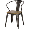 Metropolis Metal Arm Chair Wood Seat In Gunmetal