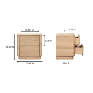 Round Off Tall Nightstand in Natural Oak