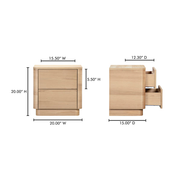 Round Off Tall Nightstand in Natural Oak