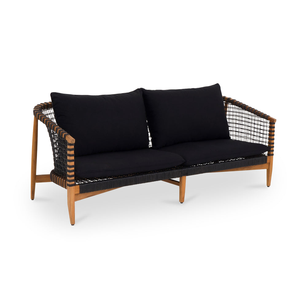Moe's Kuna Outdoor Sofa in Black with Teak Frame