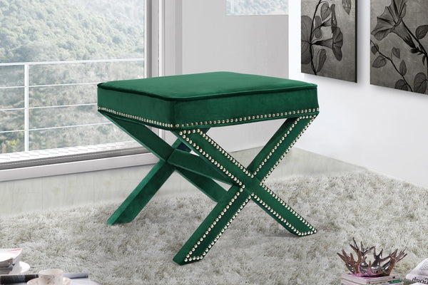 Alan Ottoman/Bench In Green Velvet