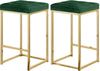 Pearl Stool In Green Velvet