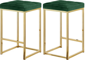 Pearl Stool In Green Velvet