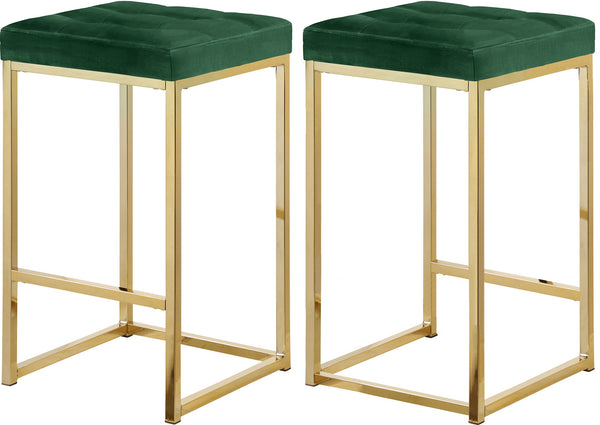 Pearl Stool In Green Velvet