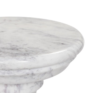 Cyprus End Table - Veined White Marble Solid