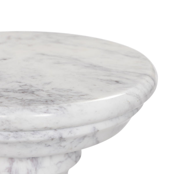 Cyprus End Table - Veined White Marble Solid
