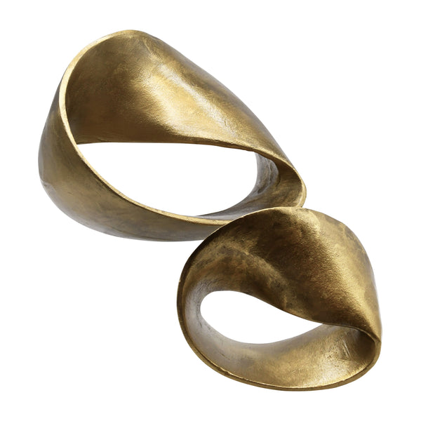 LARGE ABSTRACT METAL SCULPTURE IN TEXTURED BRASS
