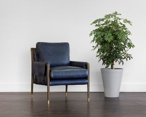 MAUTI ARMCHAIR - DISTRESSED BROWN - CORTINA INK LEATHER