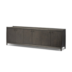 Glenview 6 Door Sideboard - Cracked Smoked Black Veneer