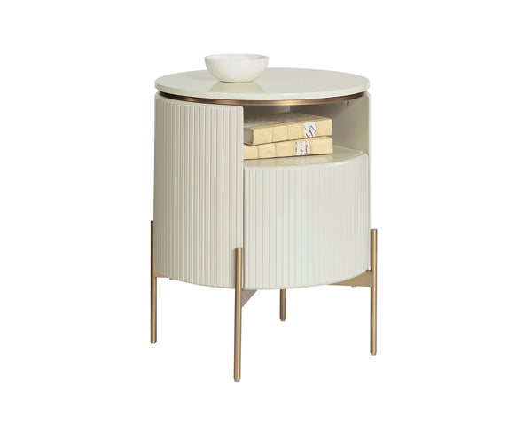 PALOMA END TABLE - HIGH GLOSS CREAM